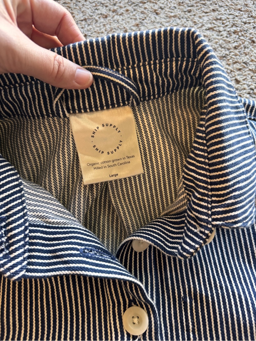 Ship Supply Hickory Stripe Curtis Cotton Top Womens Large Coastal Minimalist - Picture 8 of 10